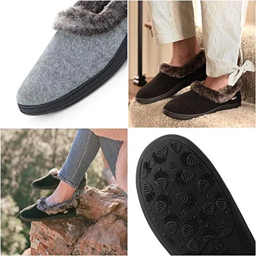 Acorn Women’s Chinchilla Moccasin Slippers, Plush Faux Fur with a Multi-Layer Memory Foam Footbed And A Rubber Sole.