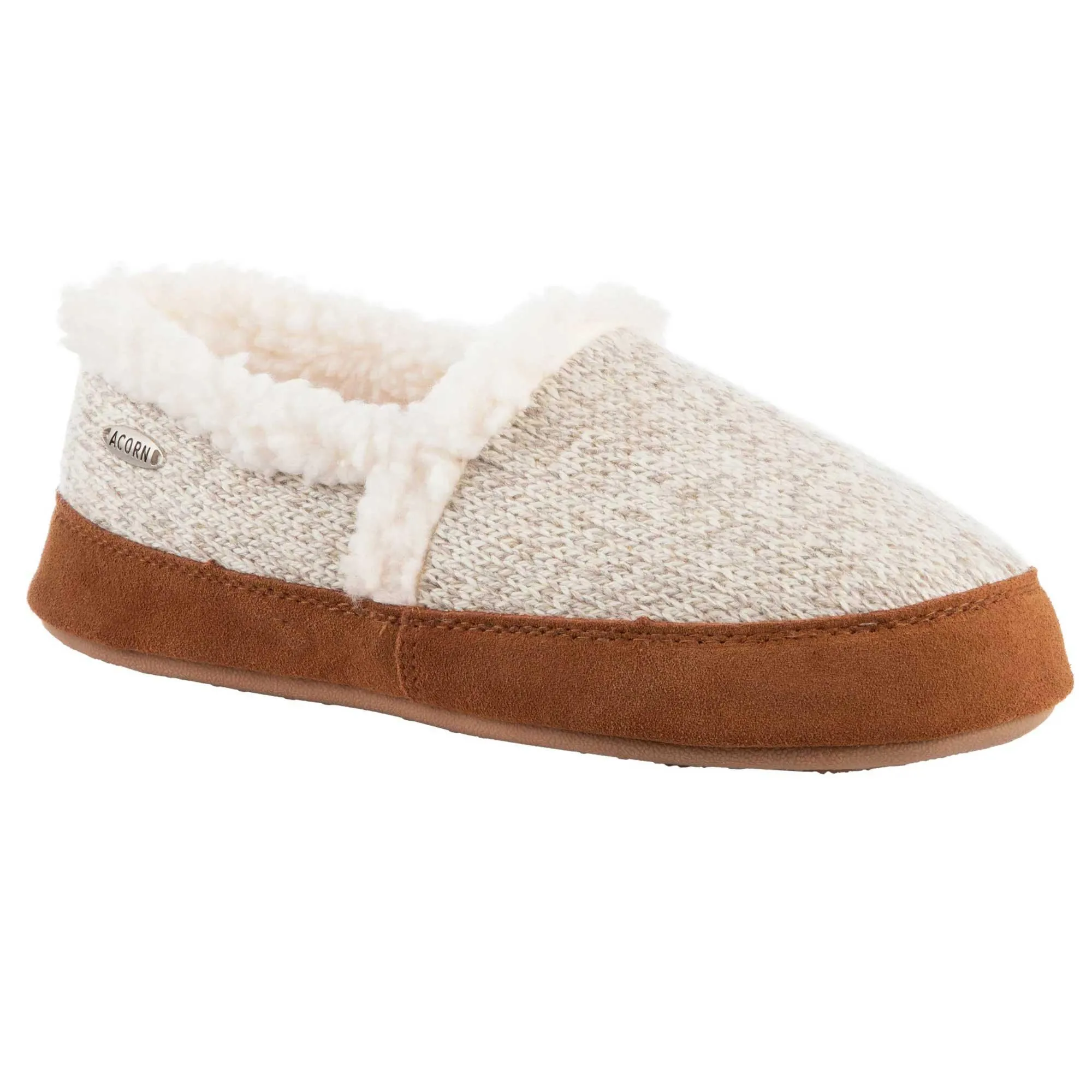 Acorn Women's Moc Slippers - Ragg Wool Upper, Oatmeal Heathered, Small | A10153-OMHS