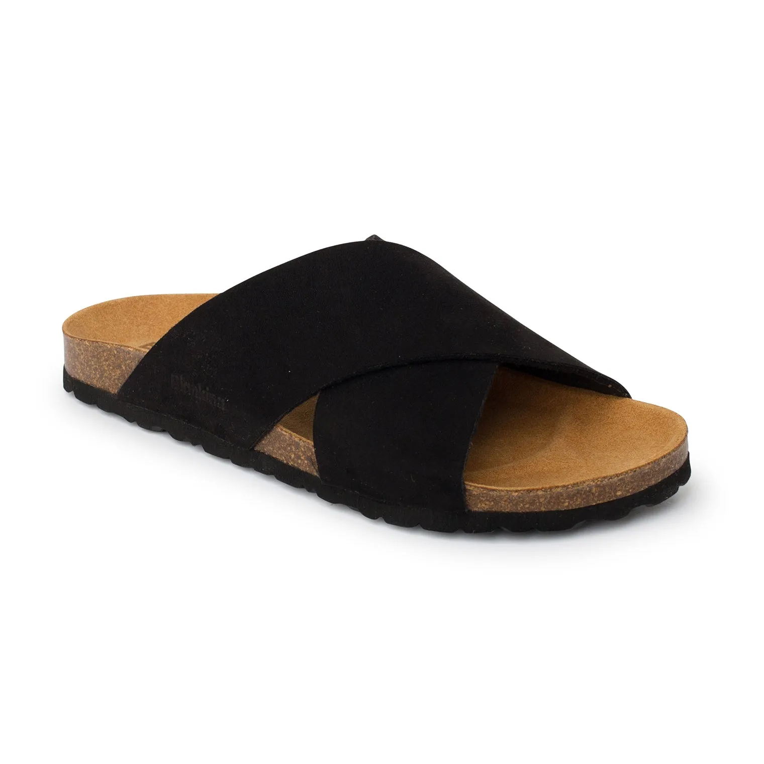 Alacant Vegan Suede Leather Slide Cork Sandal - Black