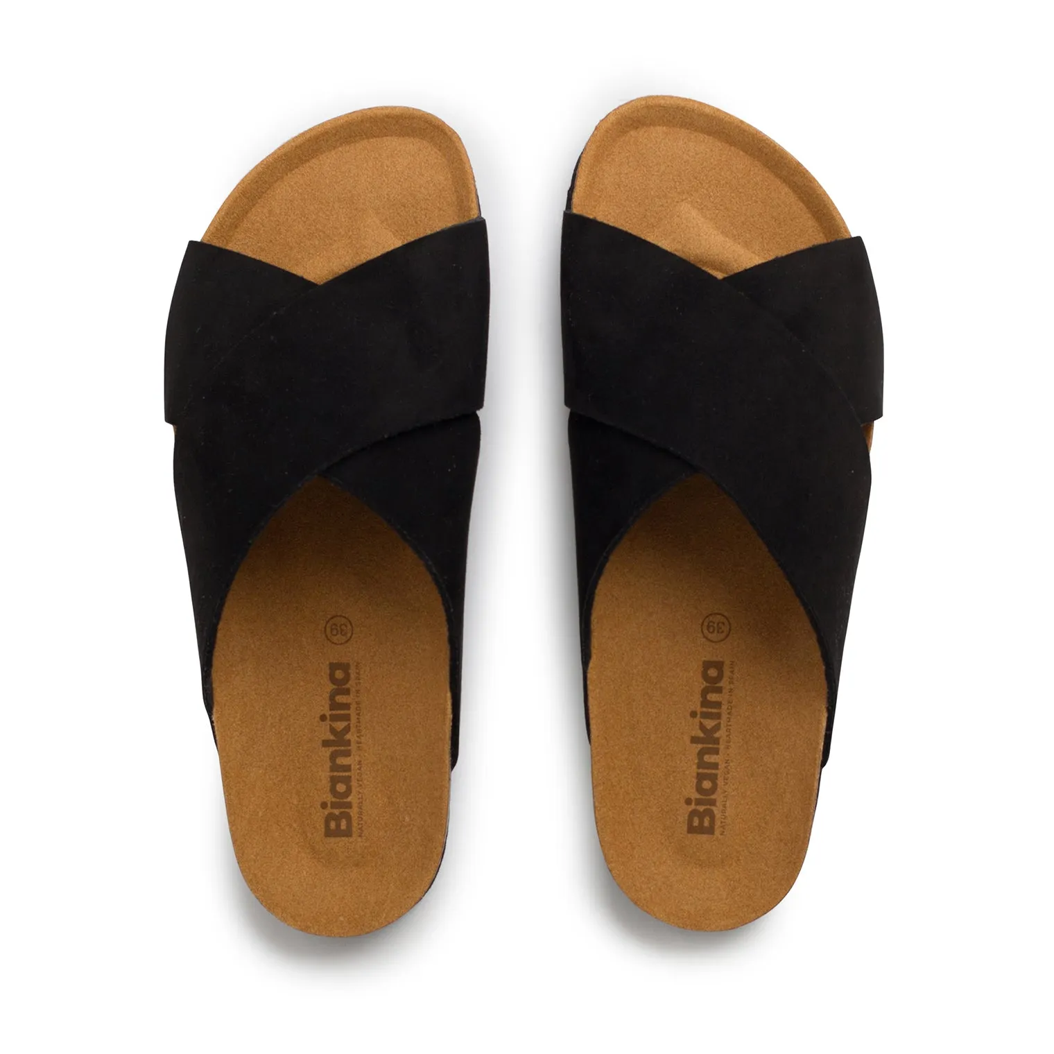 Alacant Vegan Suede Leather Slide Cork Sandal - Black