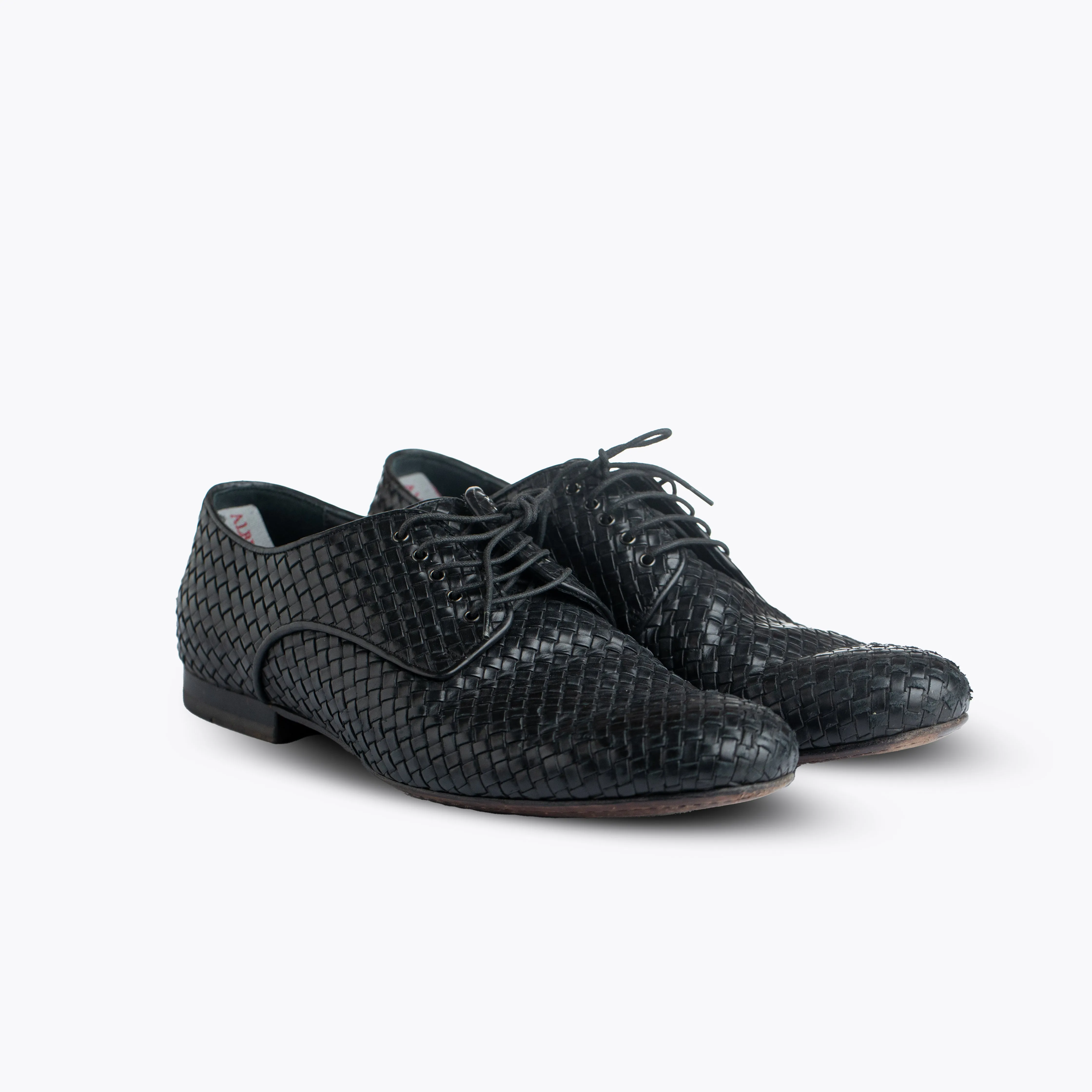 Alberto Guardiani Black Leather Checkered Shoes