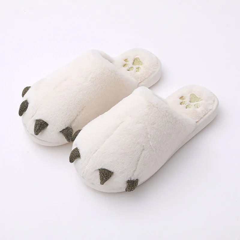 Animal Slippers Home Room Warm Cute Non-slip Black Claw Couple Slippers UGG Style