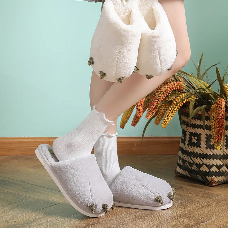 Animal Slippers Home Room Warm Cute Non-slip Black Claw Couple Slippers UGG Style