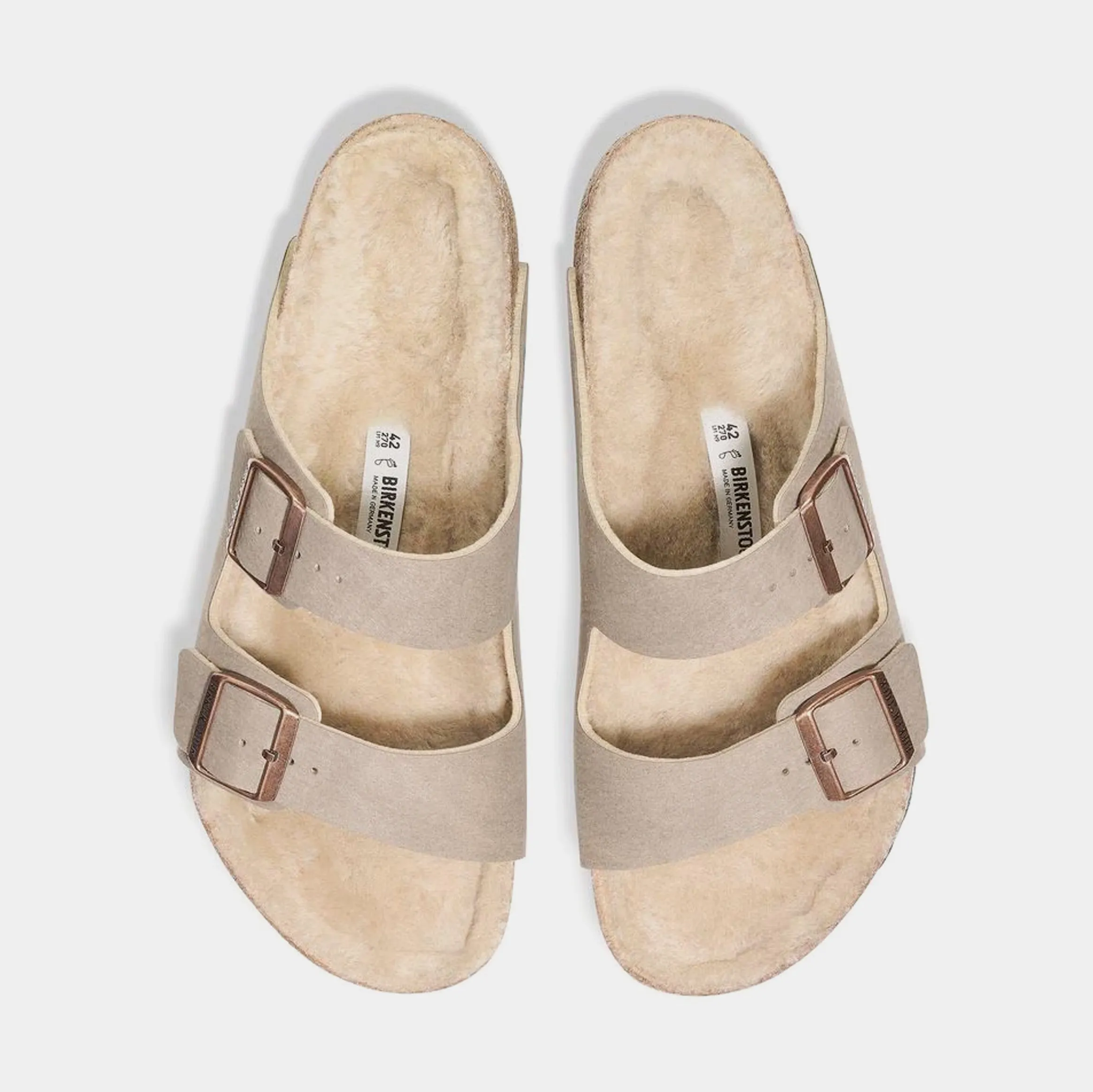 Arizona Shearling Womens Sandals (Beige/Gold)