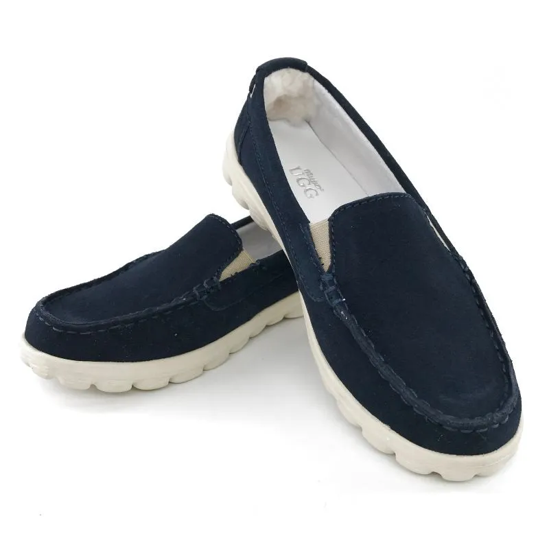 Australian Sheepskin Unisex Casual Flats UGG Moccasin - Navy