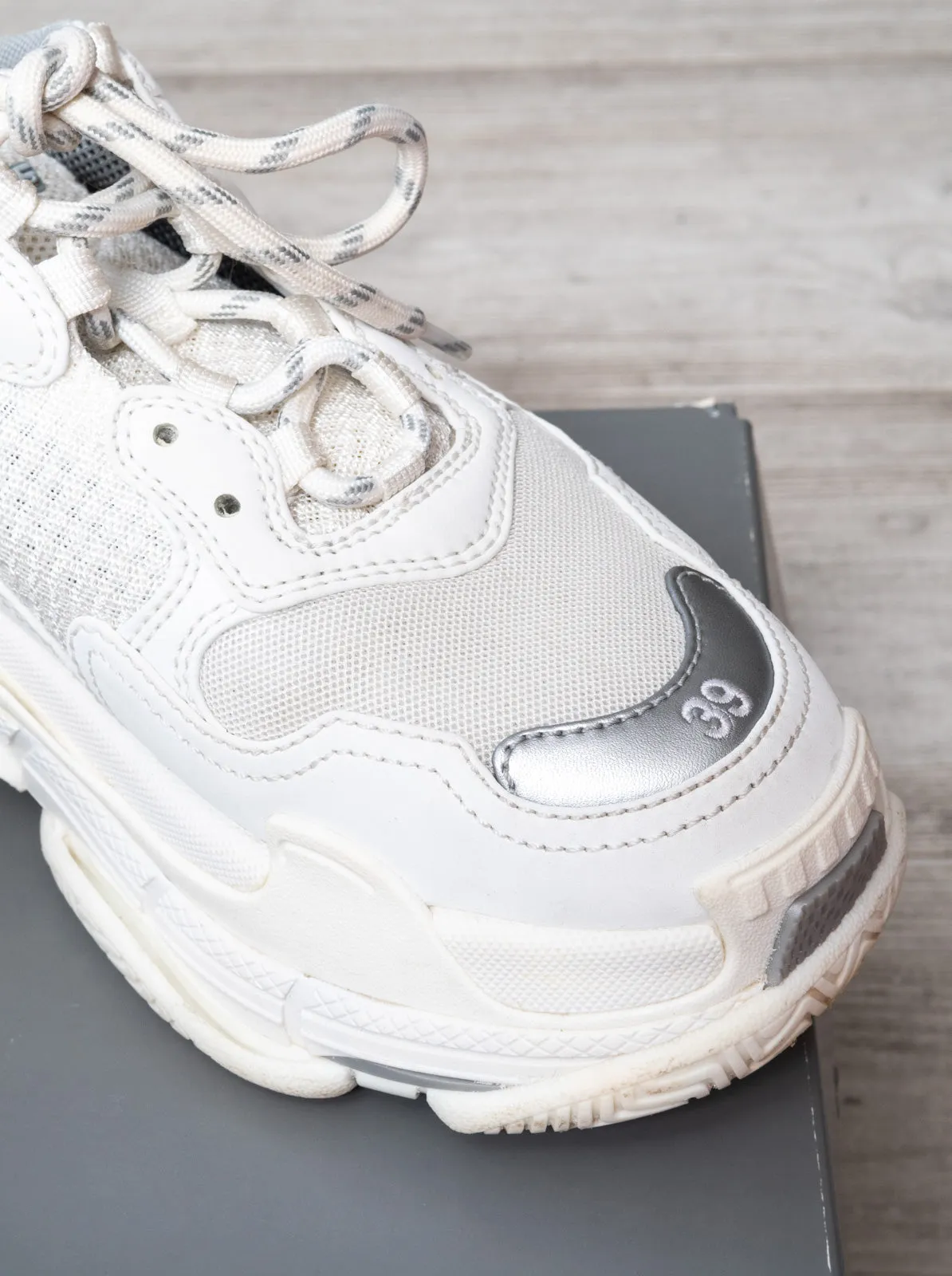 Balenciaga White Triple S Low Top Trainers