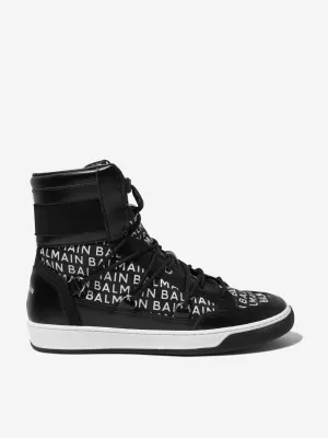 Balmain Kids Logo Print High Top Trainers