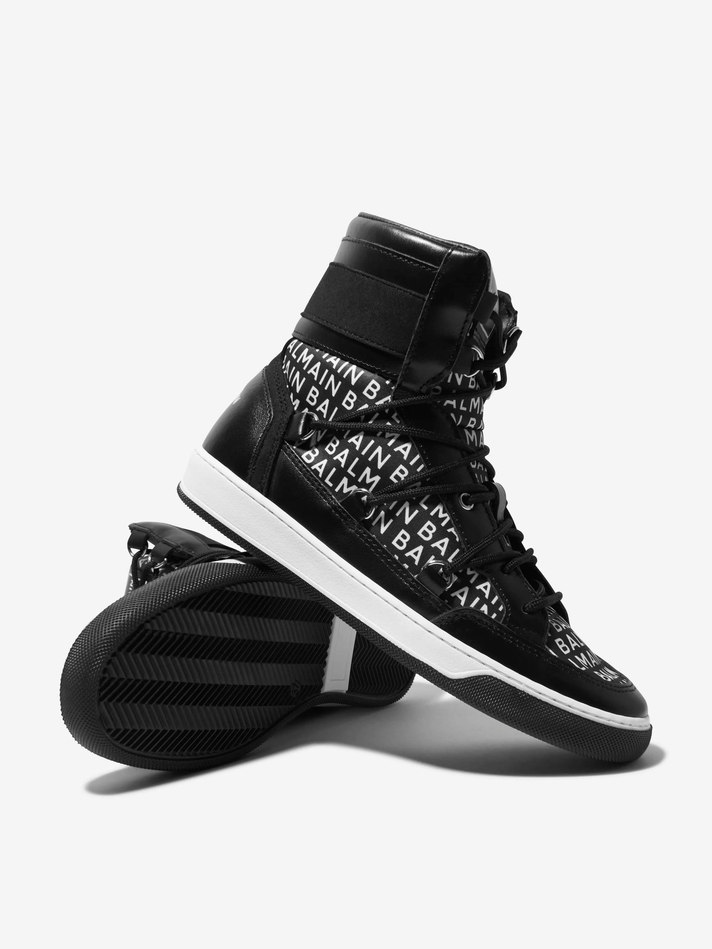 Balmain Kids Logo Print High Top Trainers