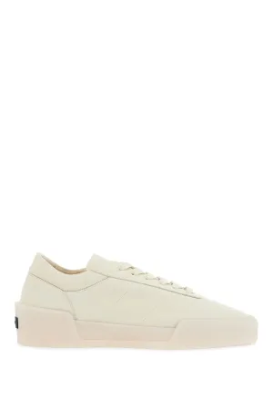 beige leather low minimalist aerobic sneakers