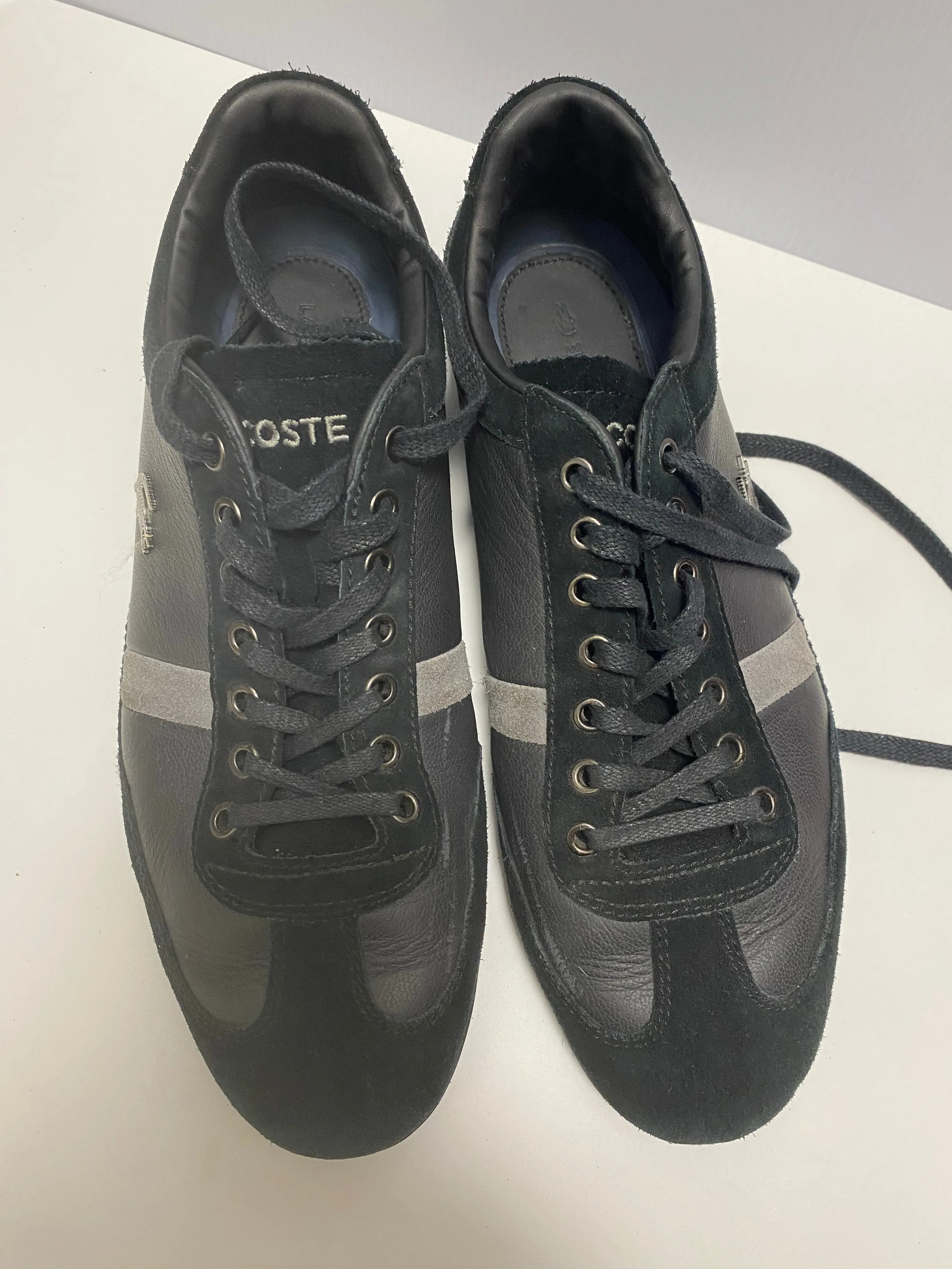 Black Lacoste Trainers size 7 UK Leather/Suede