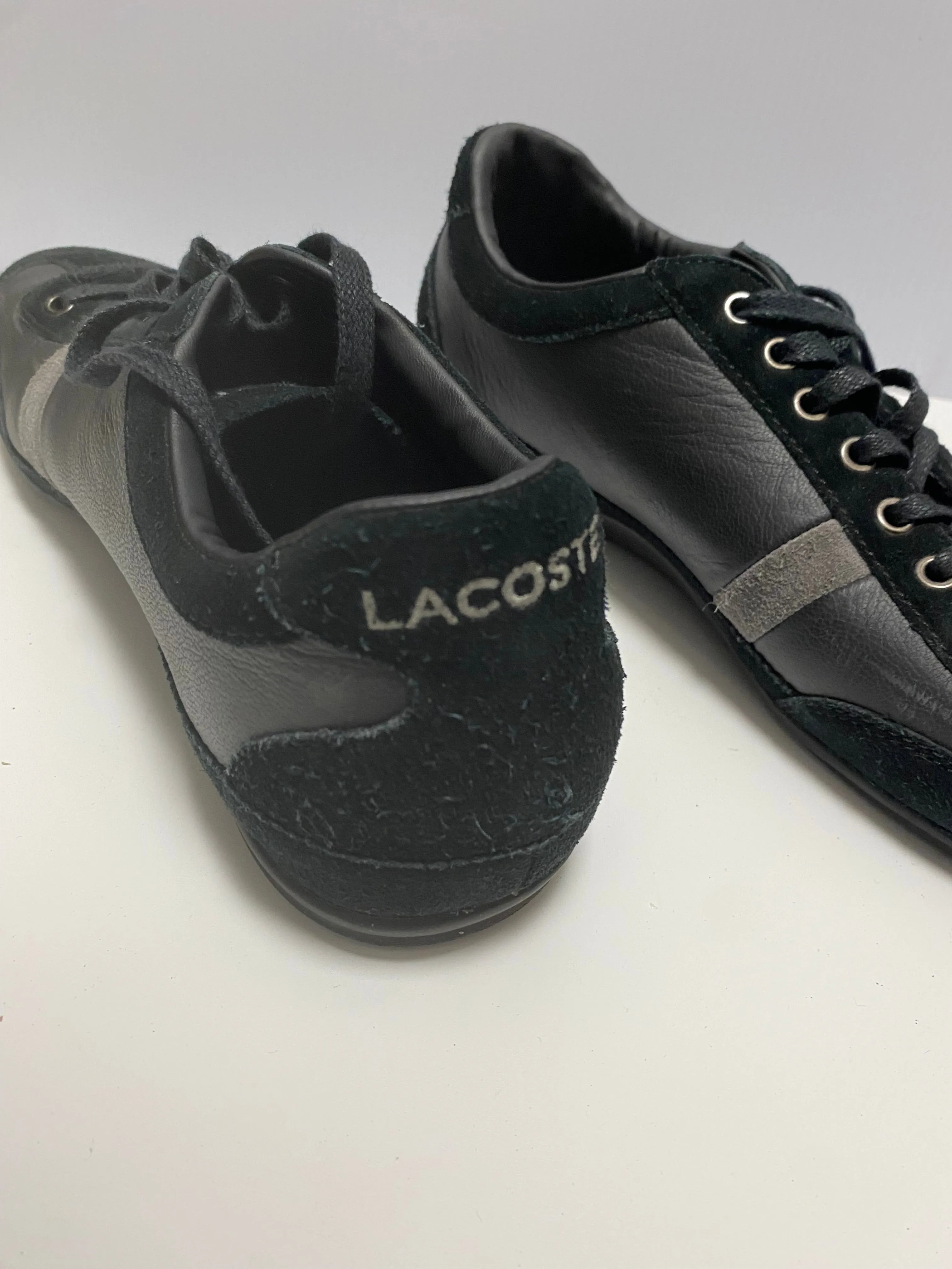 Black Lacoste Trainers size 7 UK Leather/Suede