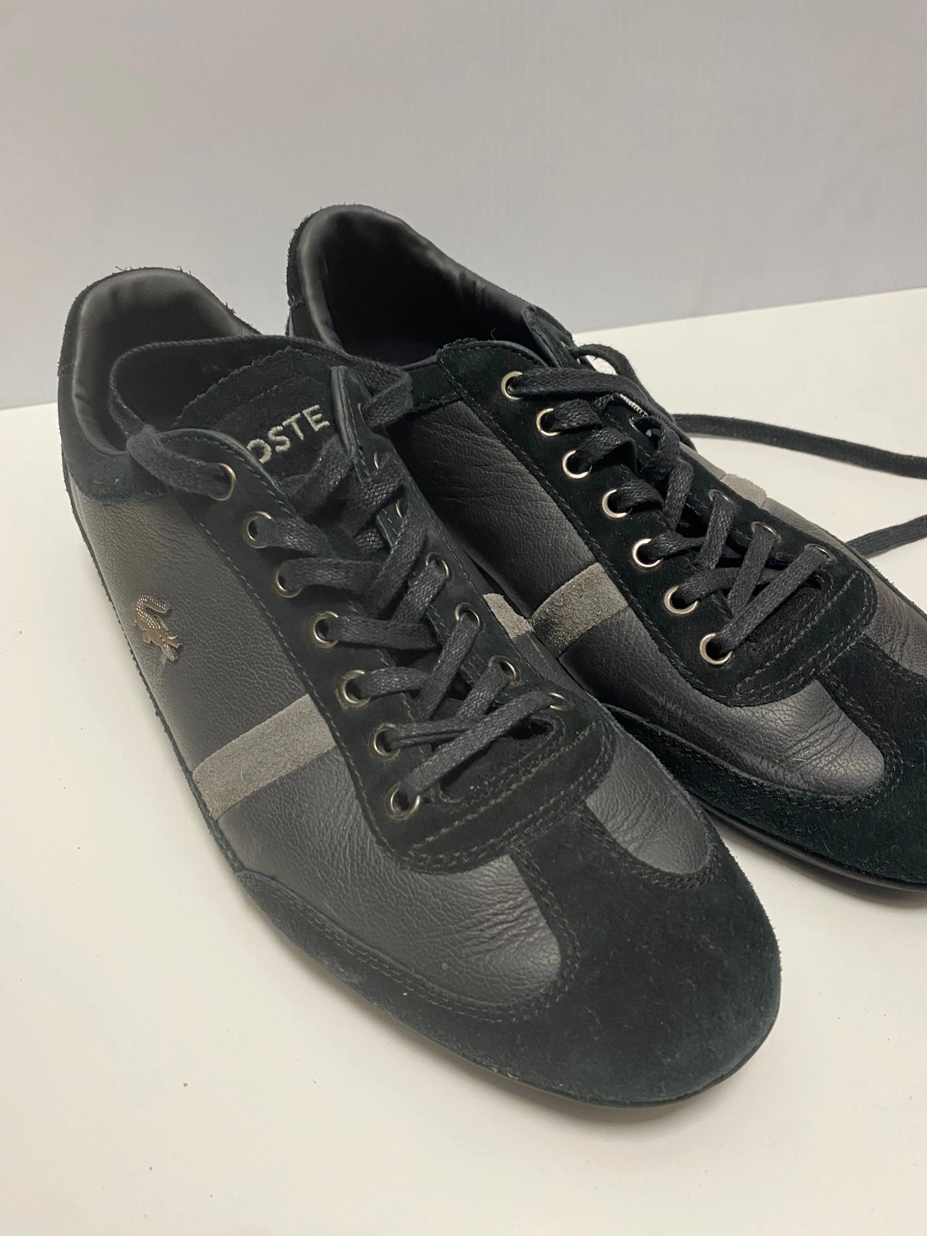 Black Lacoste Trainers size 7 UK Leather/Suede