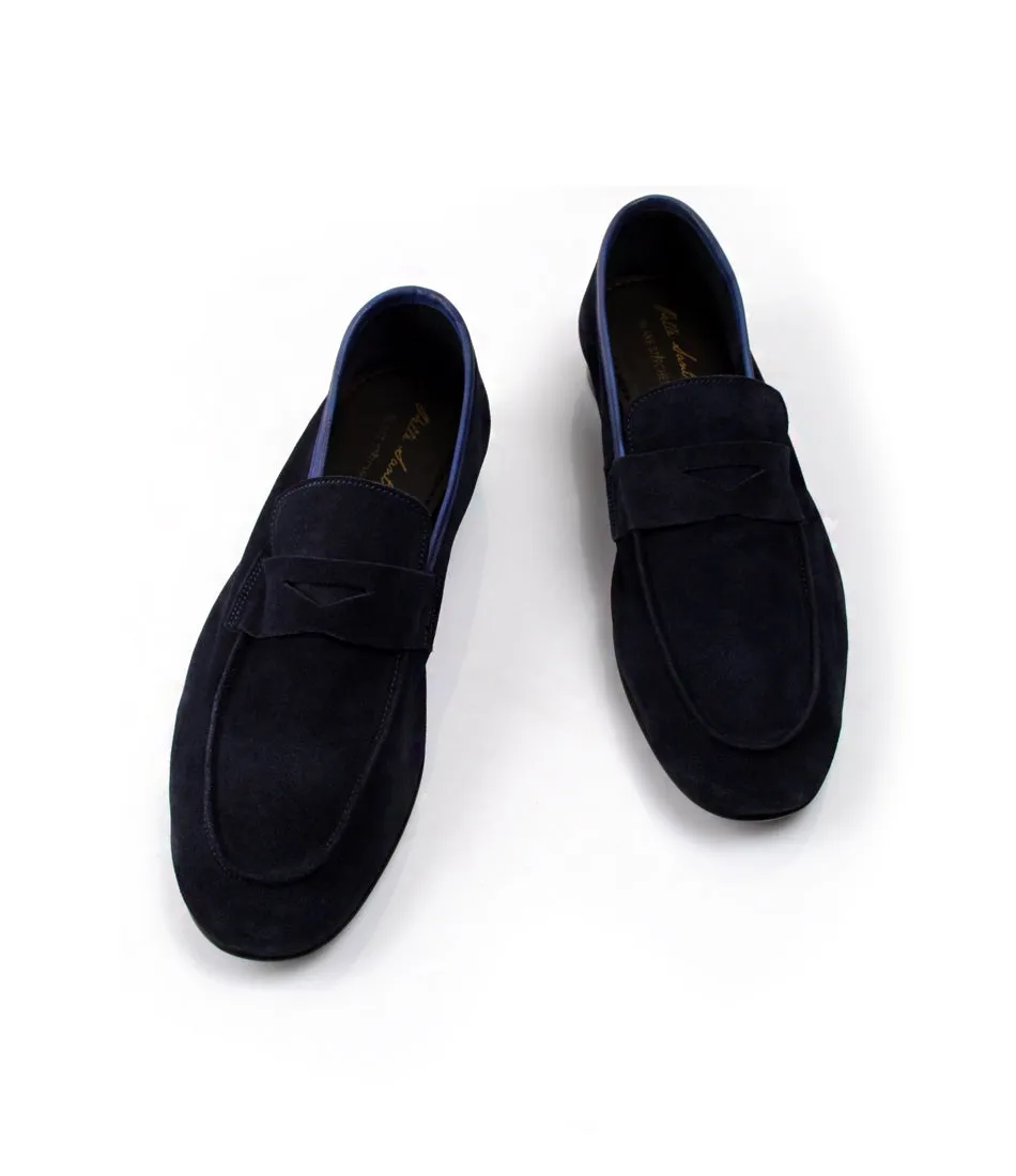 Blue Suede Penny Loafers - Ultra-Flex