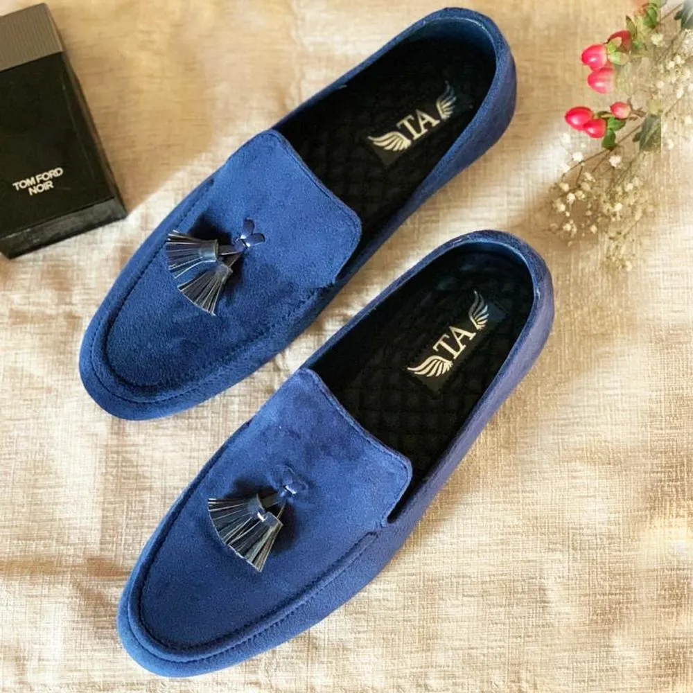 Blue Velvet Casual Loafers For Men's