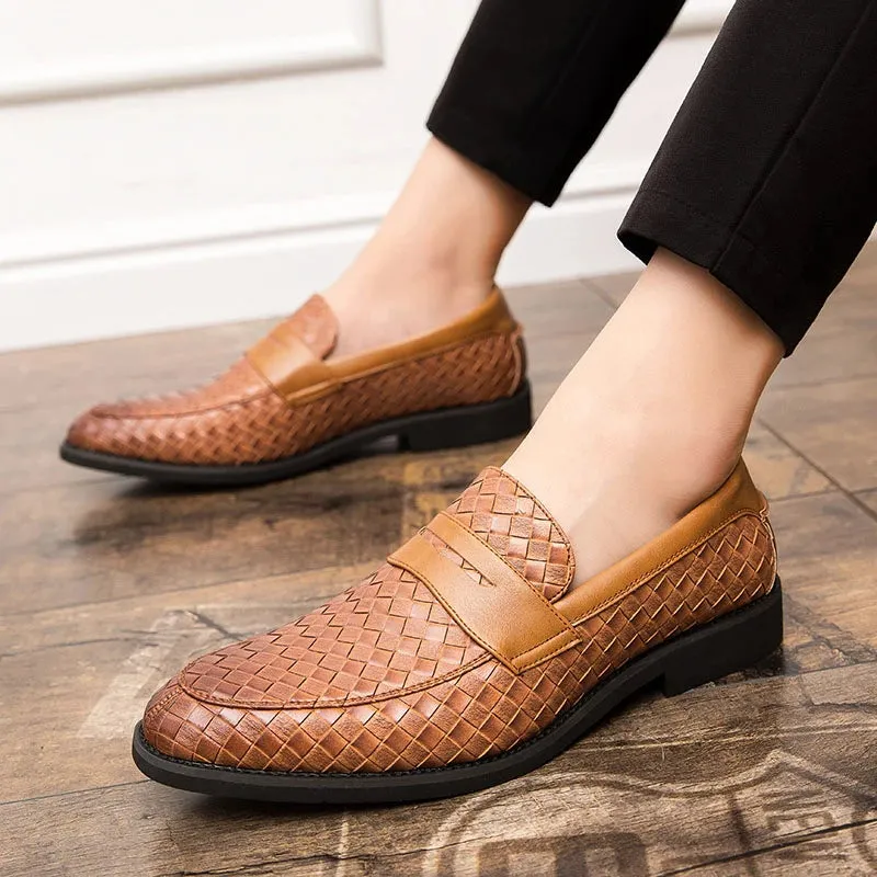 Braid Woven Leather Casual Loafers