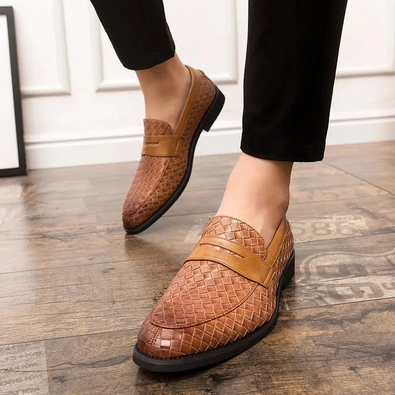 Braid Woven Leather Casual Loafers