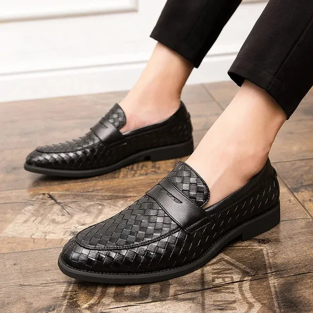 Braid Woven Leather Casual Loafers