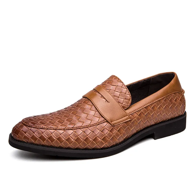 Braid Woven Leather Casual Loafers