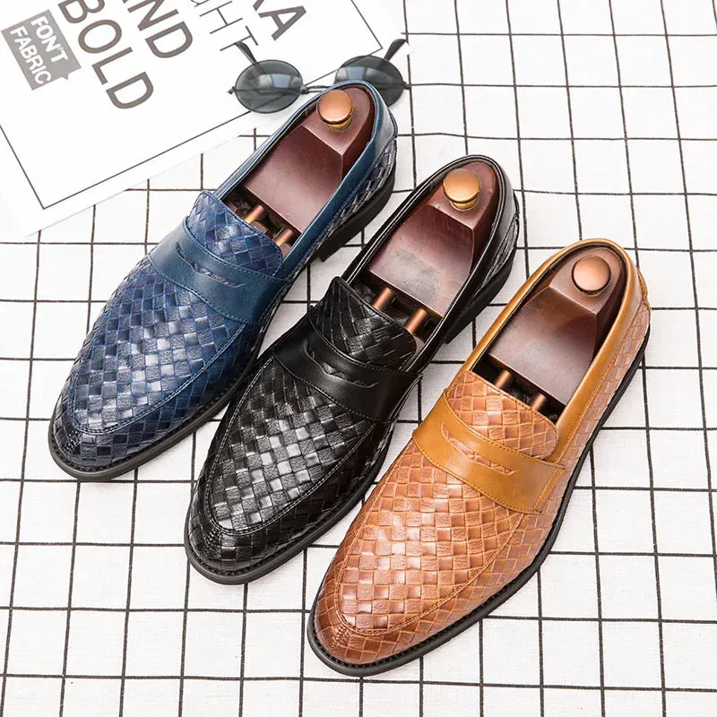 Braid Woven Leather Casual Loafers