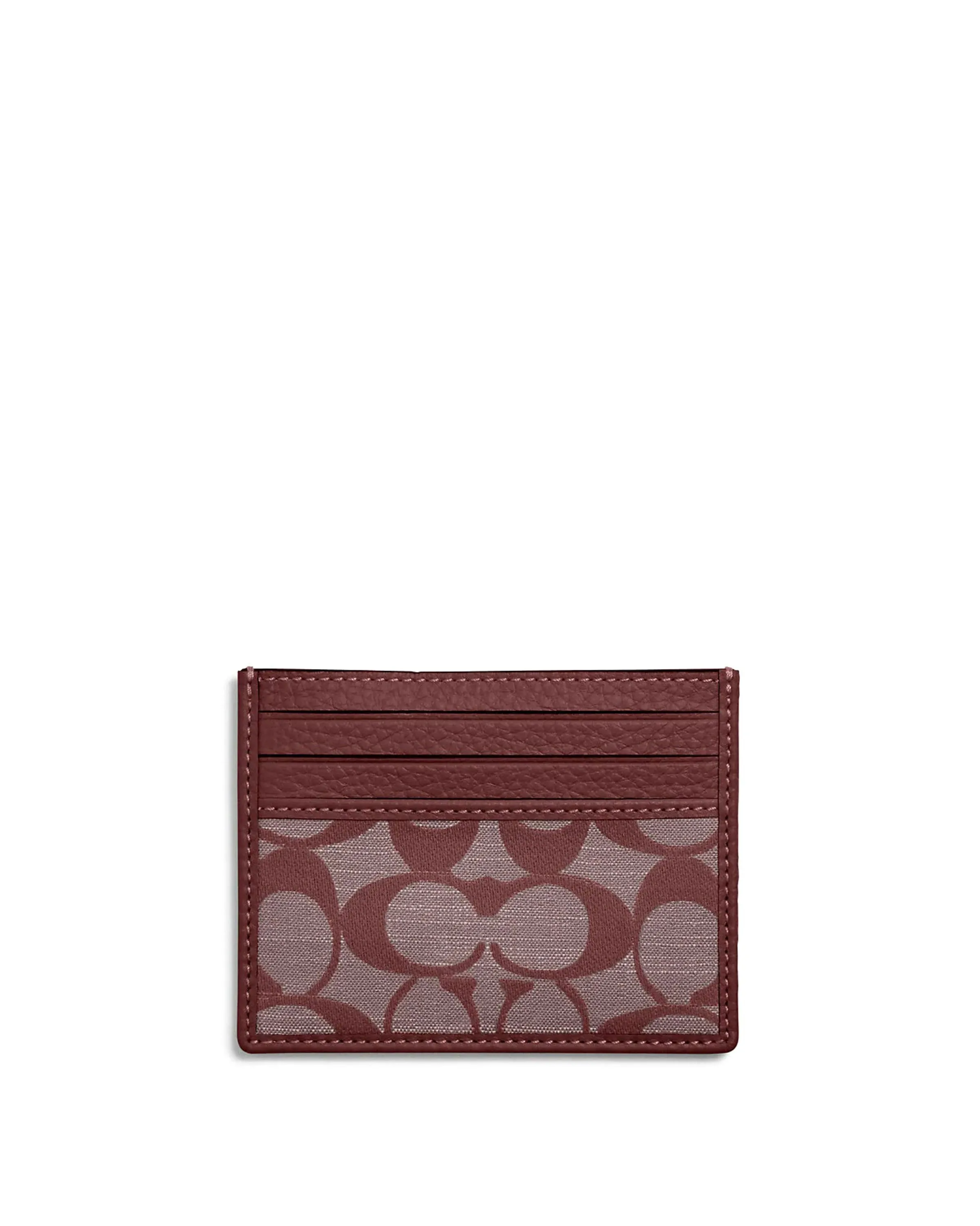 Coach Women's Wine Slim Id Card Case In Signature Chambray