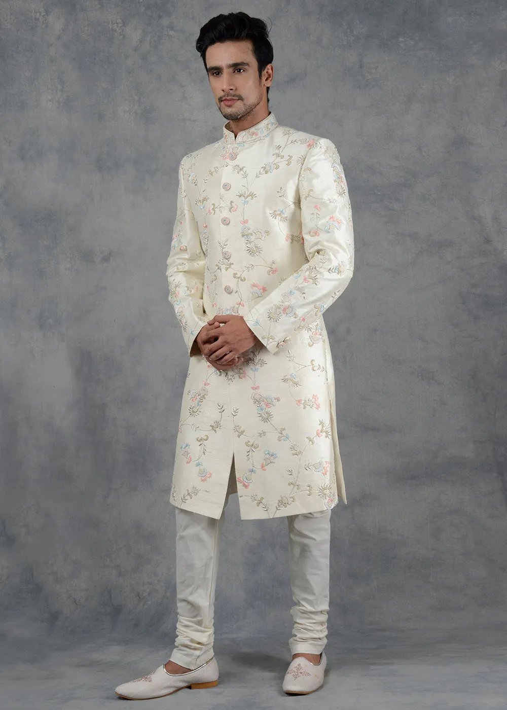 Cream Sherwani | Siddhesh Chauhan