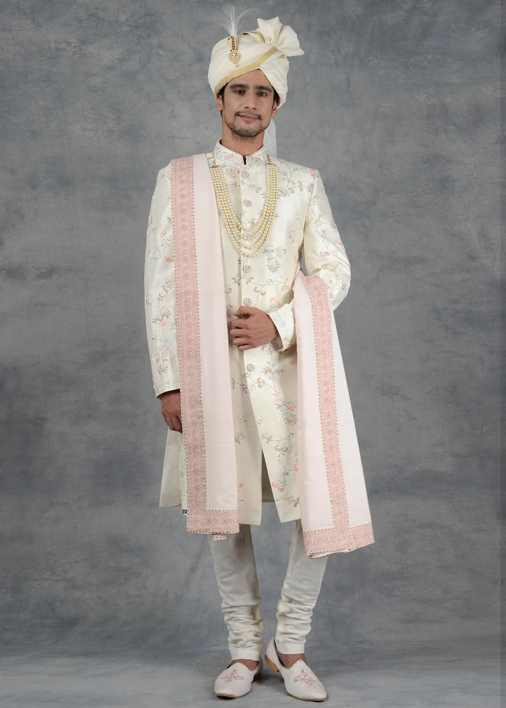 Cream Sherwani | Siddhesh Chauhan