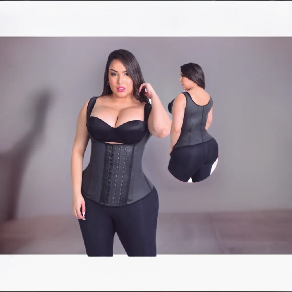 DM Shapewear - Plus Beige 607 Chaleco Waist trainer Exposed Látex