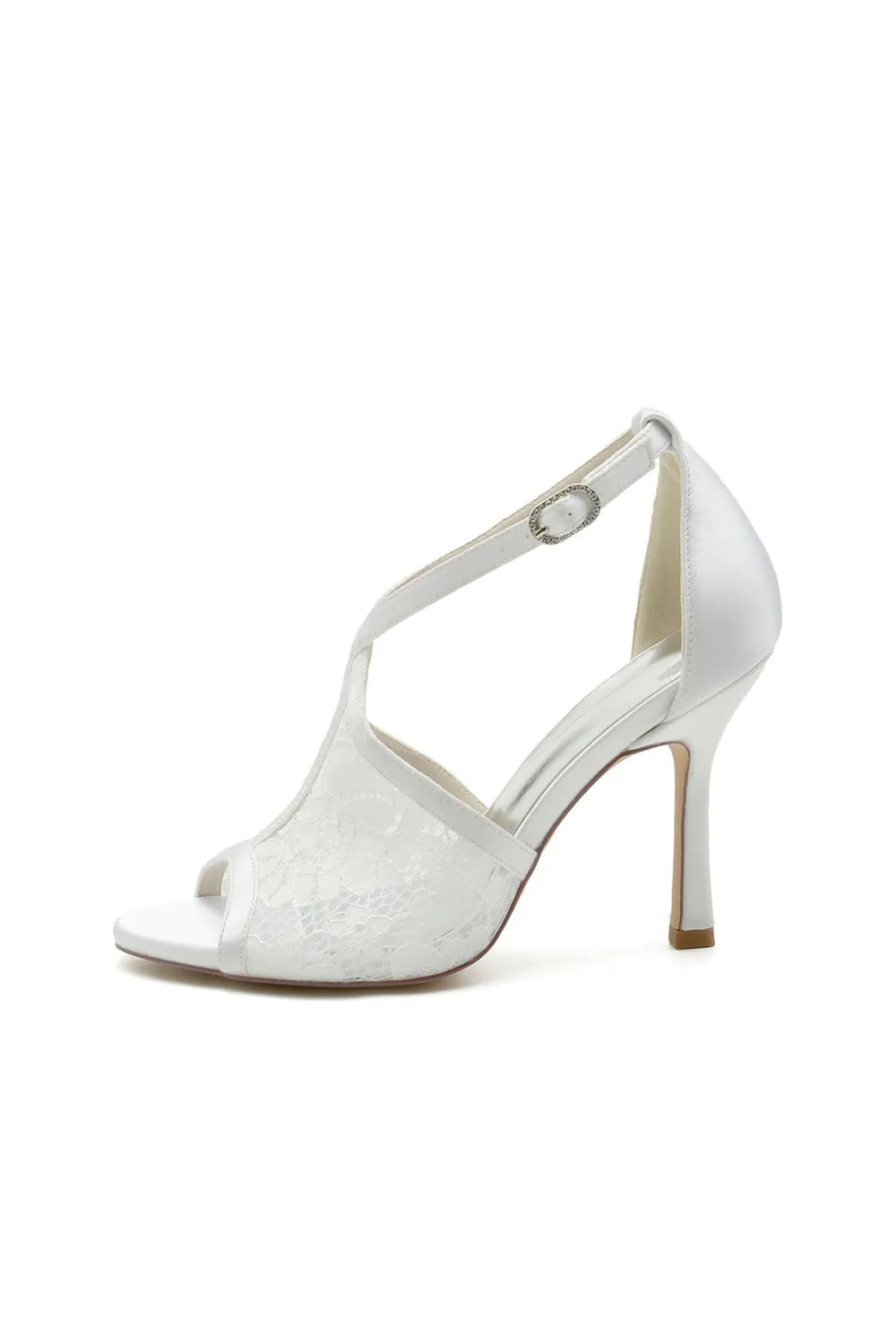 Elegant Simple Open Point Toe Lace Wedding Shoes