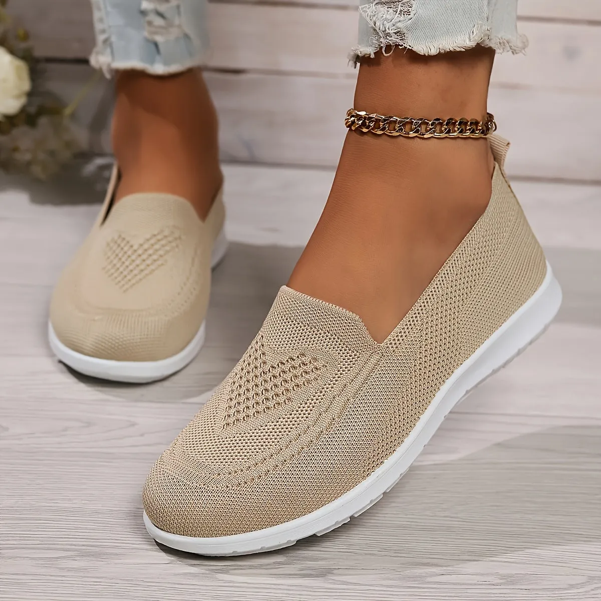 Elegant Solid Color Knitted Sneakers for Women | Perfect for Casual Days