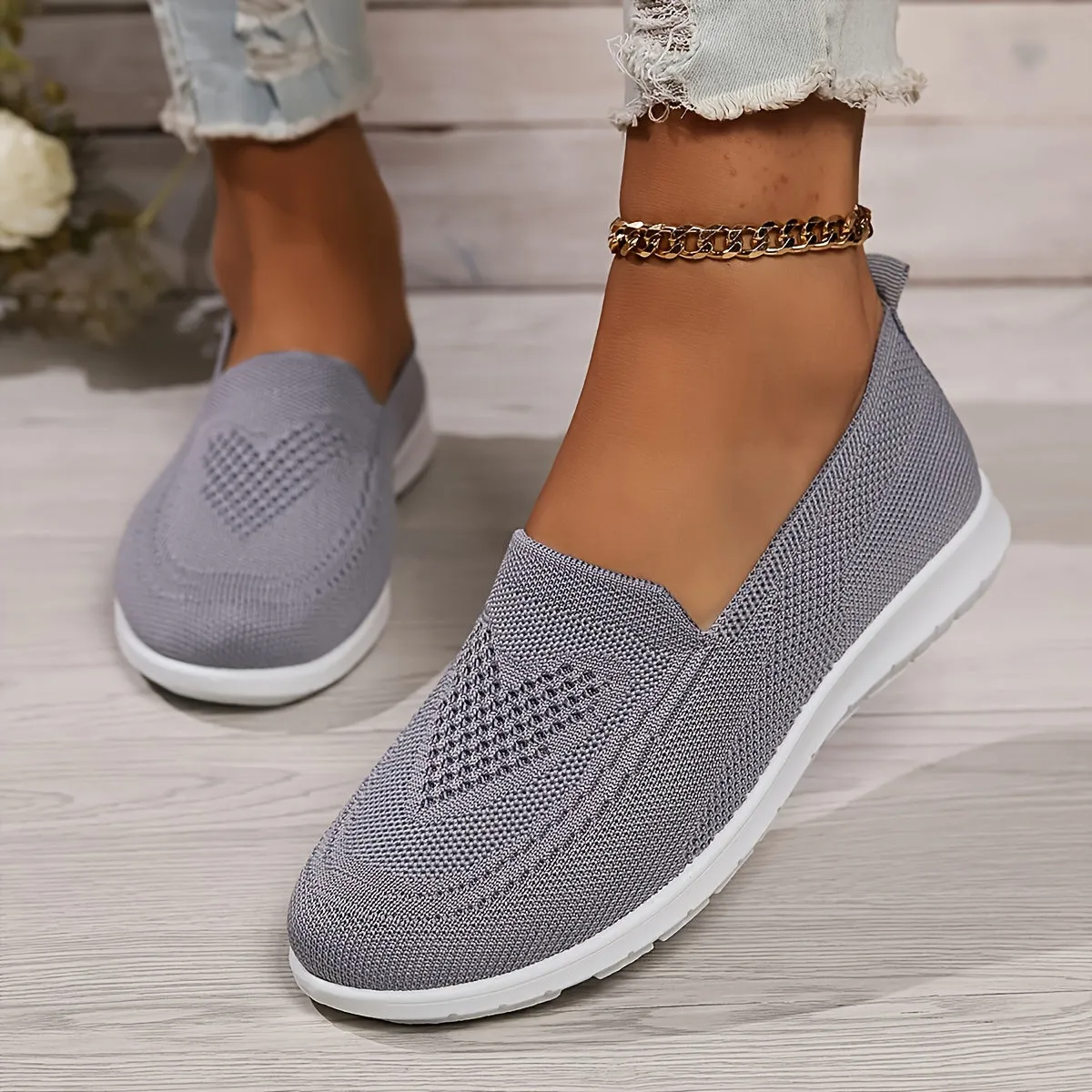 Elegant Solid Color Knitted Sneakers for Women | Perfect for Casual Days