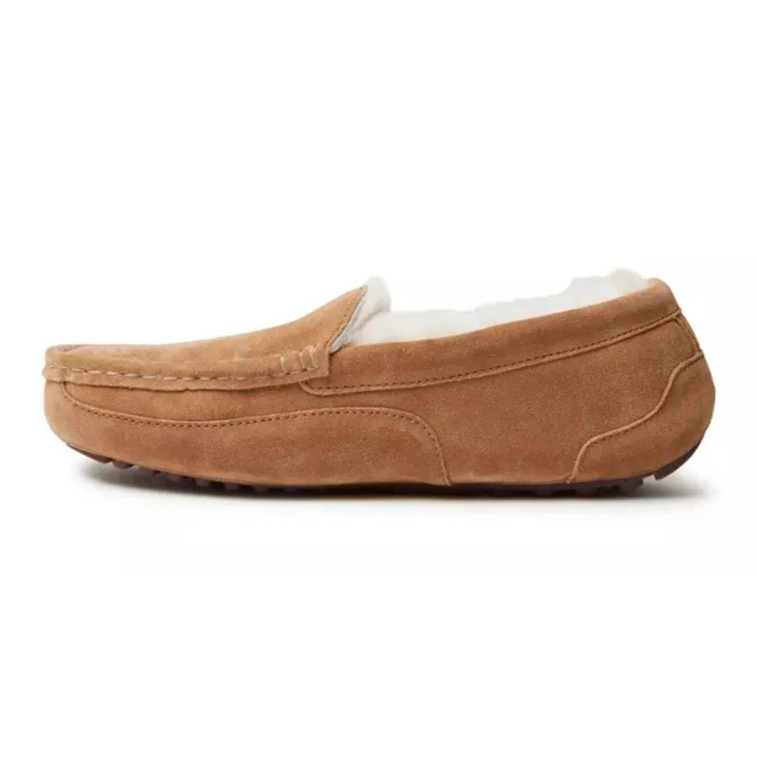 Fireside By Dearfoams Men's Genuine Shearling Moccasin Slipper