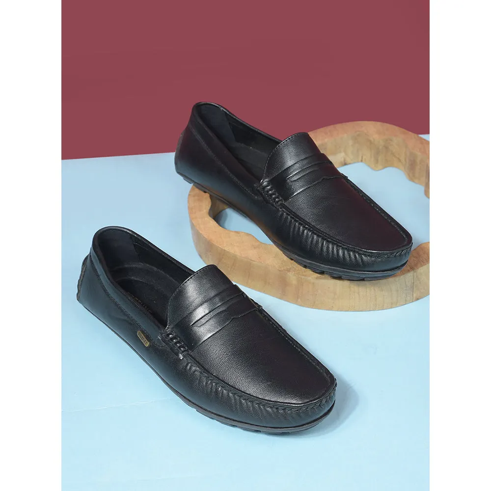 Fortune Non-Lacing Black Casual Loafers For Men AVL-12 By Liberty