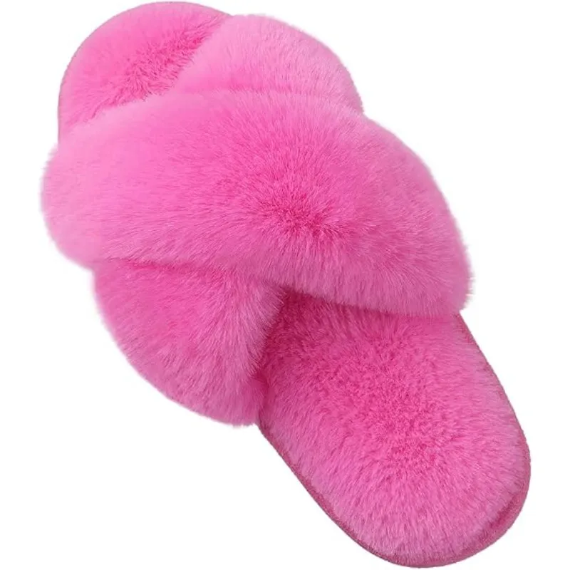 Fuzzy Foam Slippers With EVA Sole