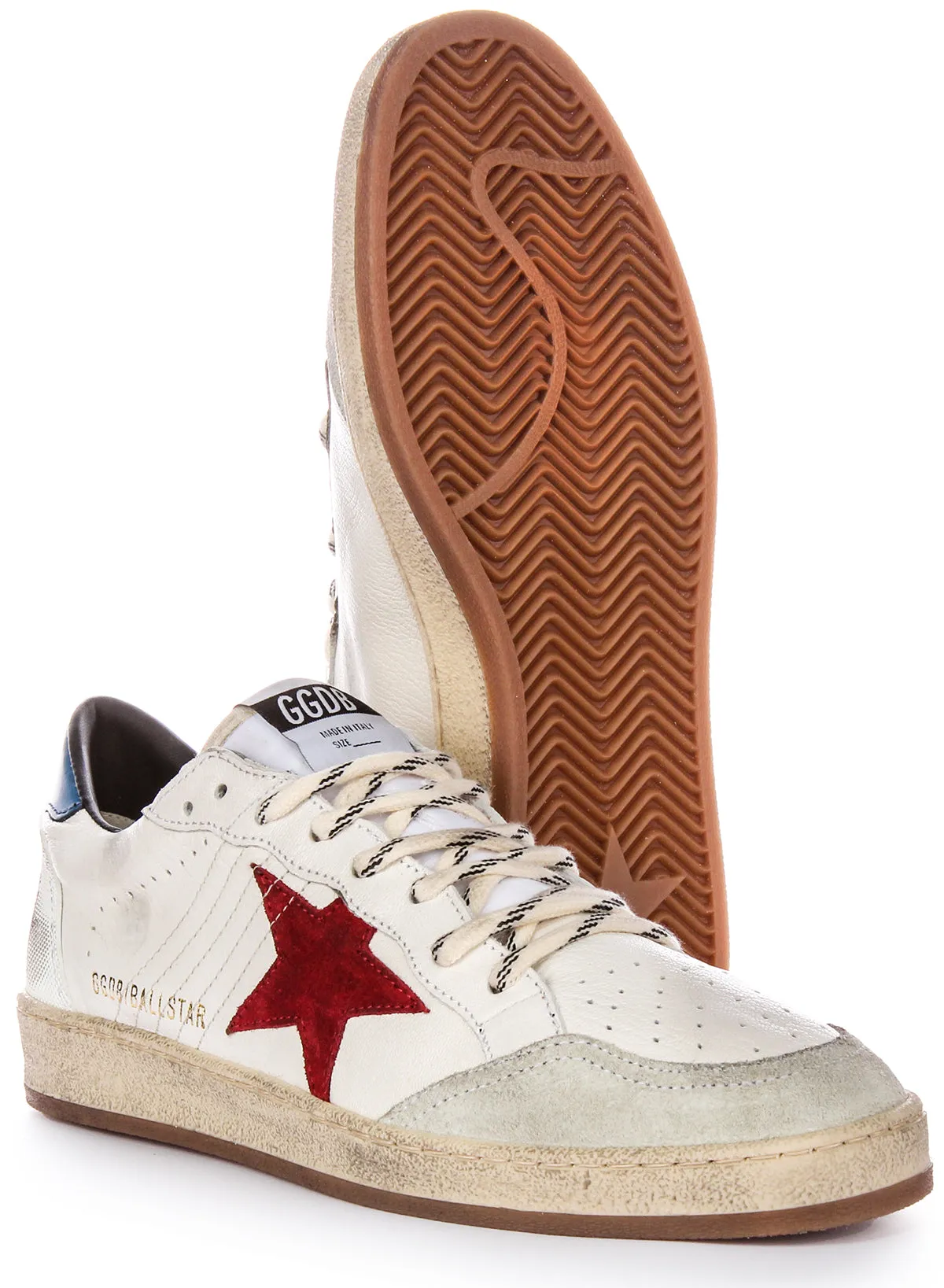 Golden Goose Ball Star In Wht Blu Red For Men