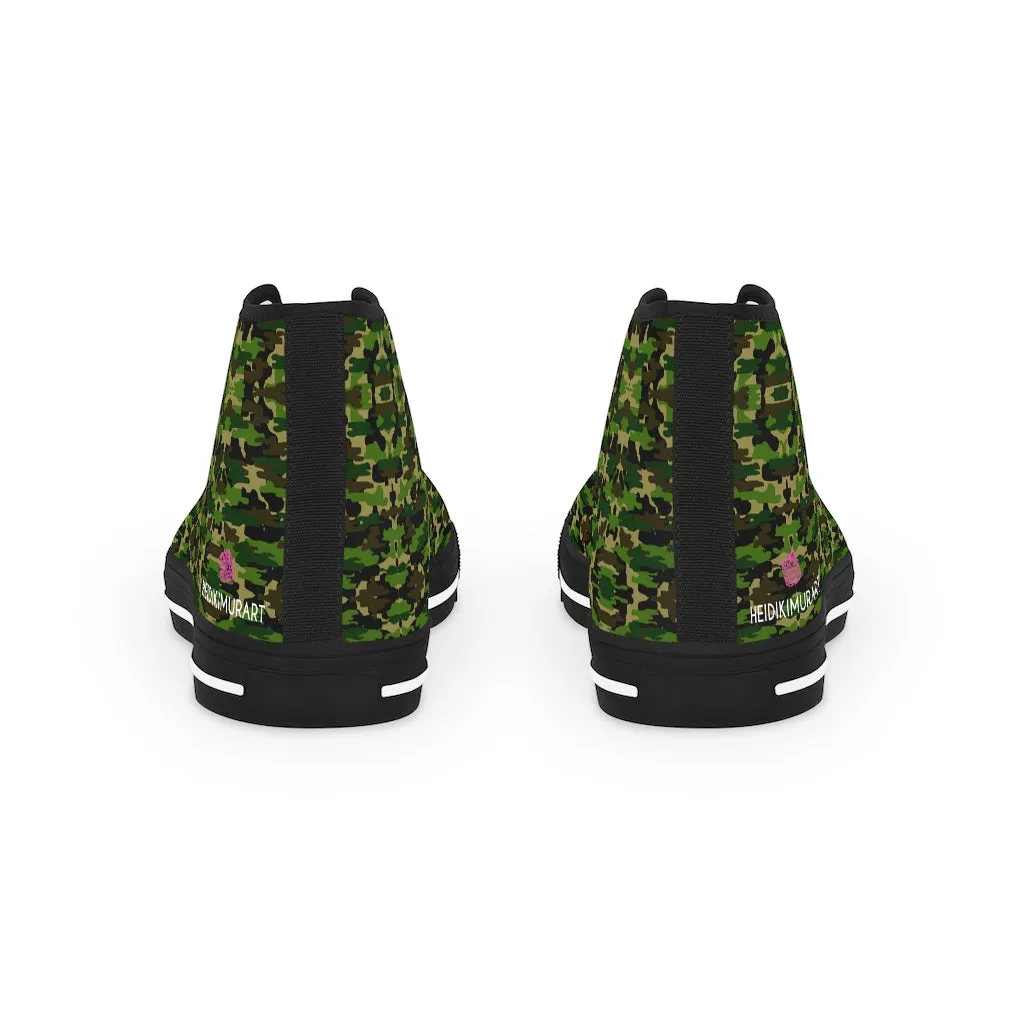 Green Camouflage Men's Sneakers, Best High Tops, Modern Minimalist Best Men's High Top Sneakers