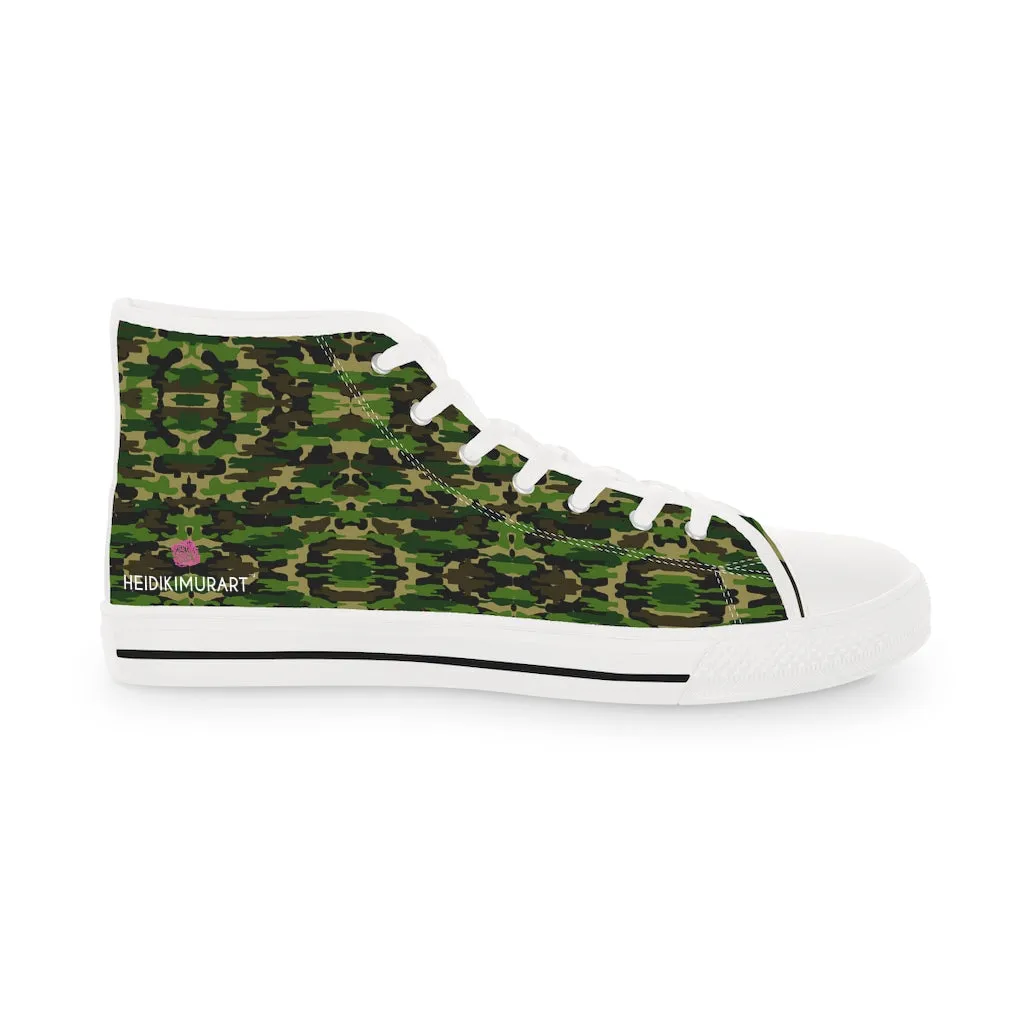 Green Camouflage Men's Sneakers, Best High Tops, Modern Minimalist Best Men's High Top Sneakers