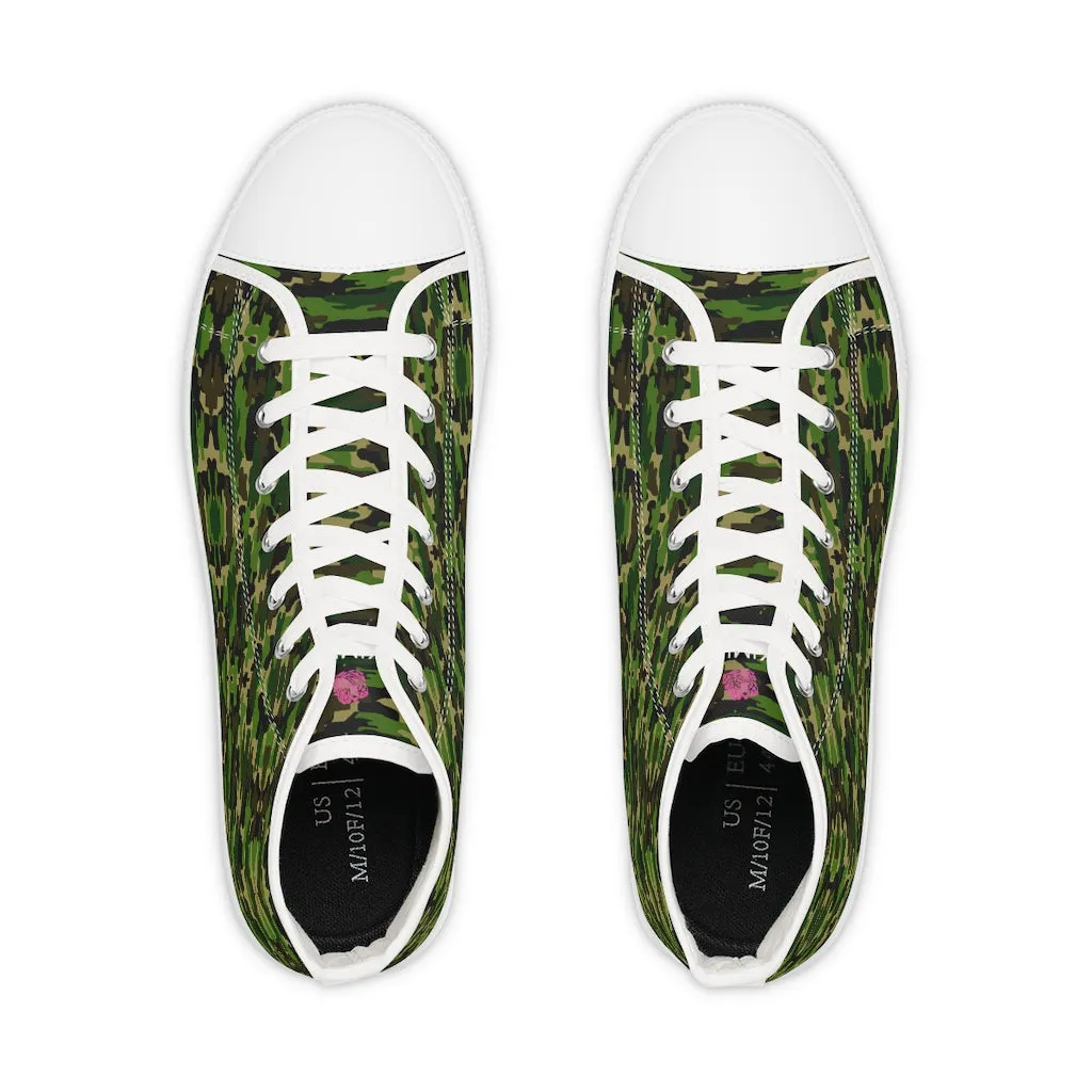 Green Camouflage Men's Sneakers, Best High Tops, Modern Minimalist Best Men's High Top Sneakers