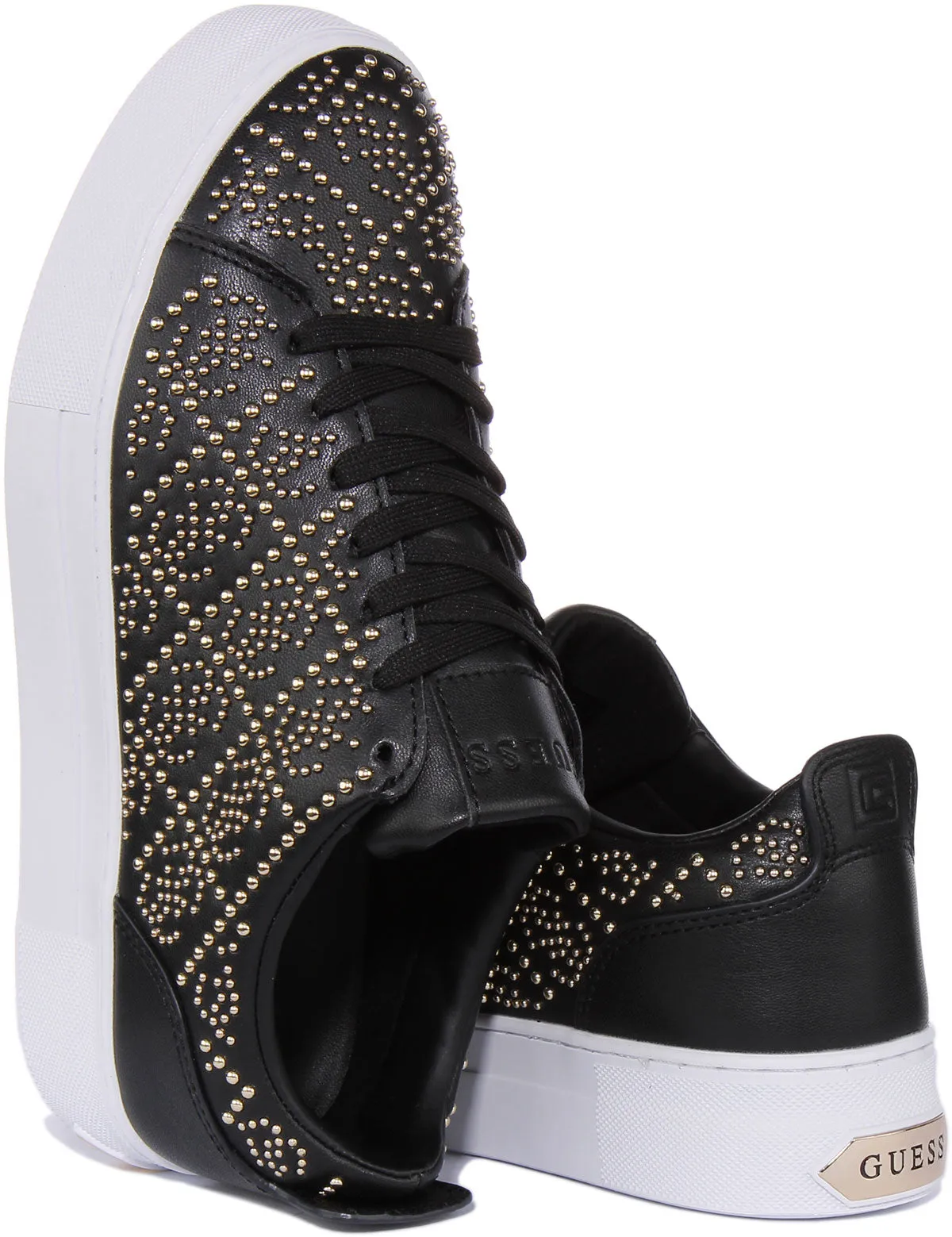 Guess Giaa In Black Gold Trainer For Women