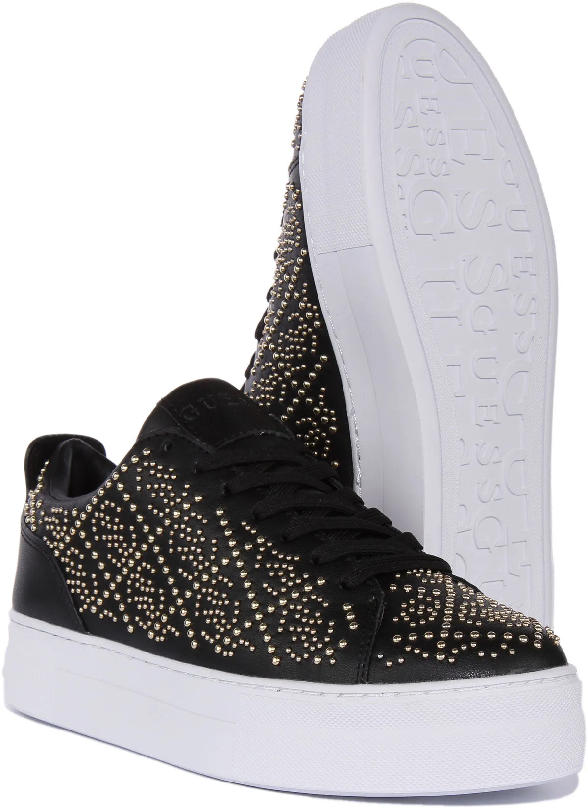 Guess Giaa In Black Gold Trainer For Women