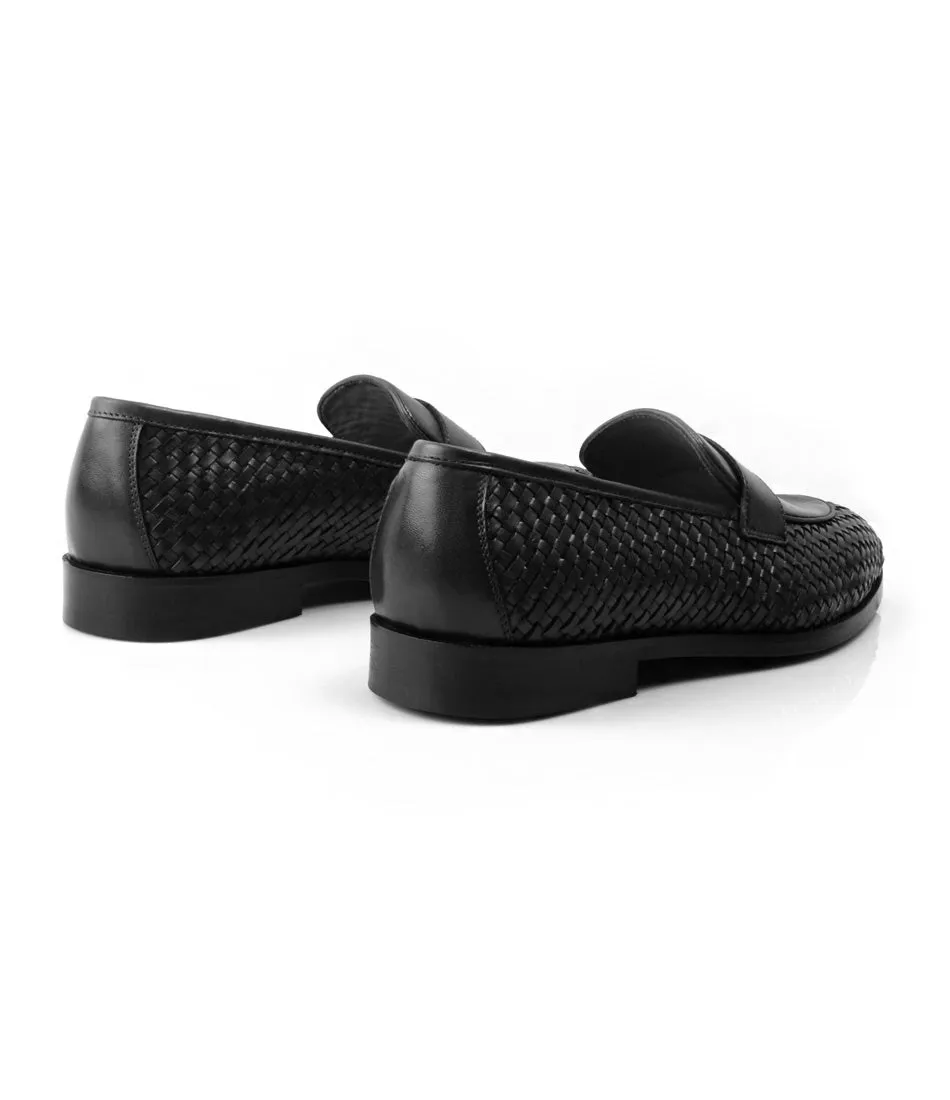 Handwoven Penny Loafers - Black