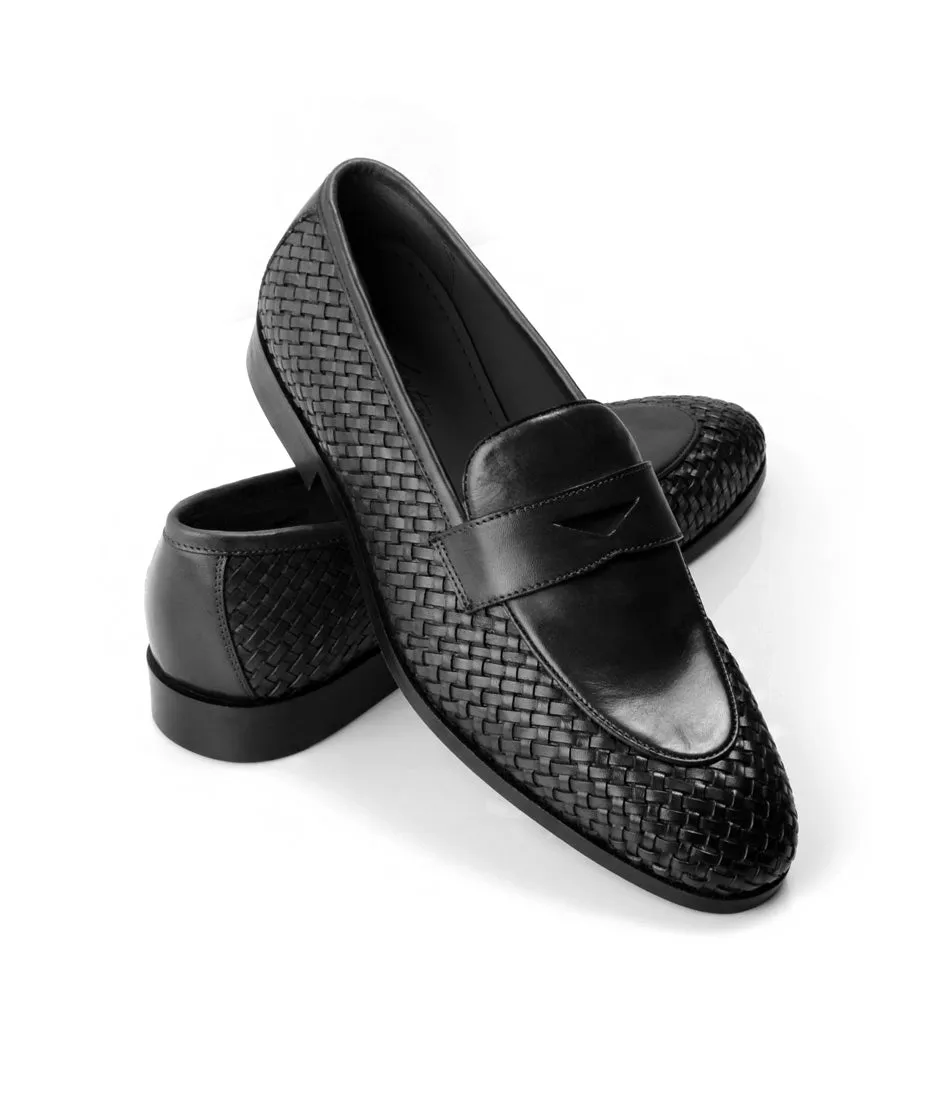 Handwoven Penny Loafers - Black