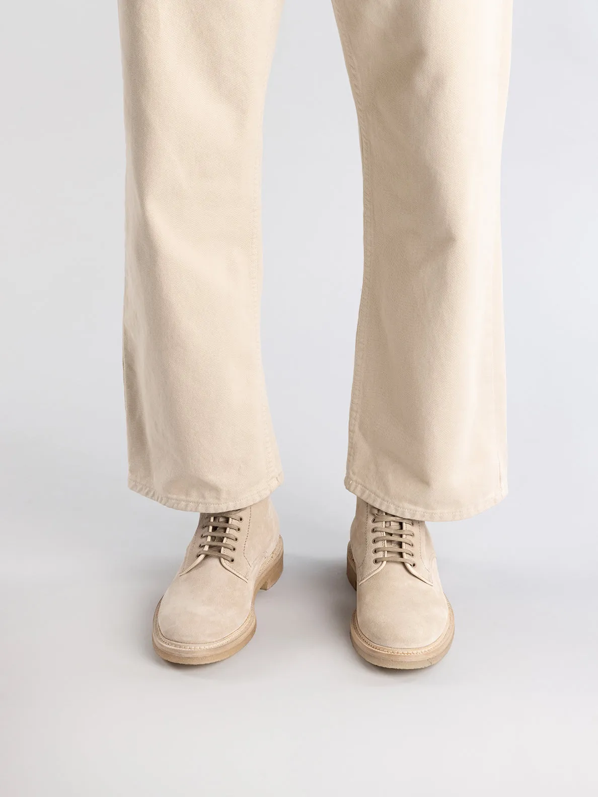 HOPKINS CREPE 116 - Ivory Suede Lace Up Boots