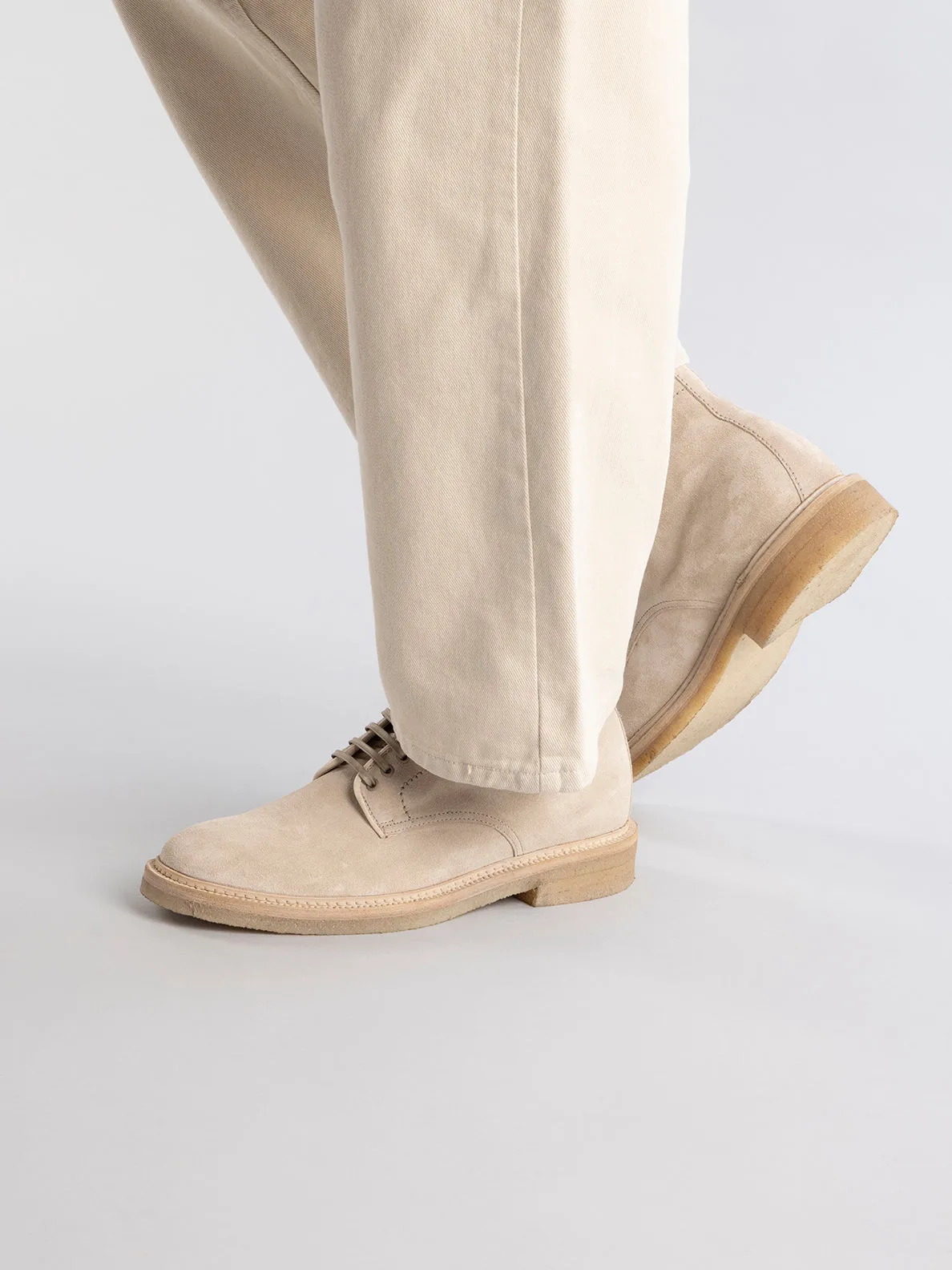 HOPKINS CREPE 116 - Ivory Suede Lace Up Boots