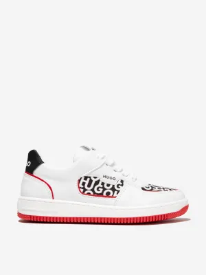 Hugo Boys Faux Leather Logo Trainers in White