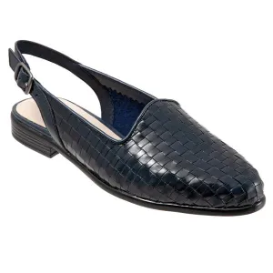 Lena Navy Slingback Leather Shoes