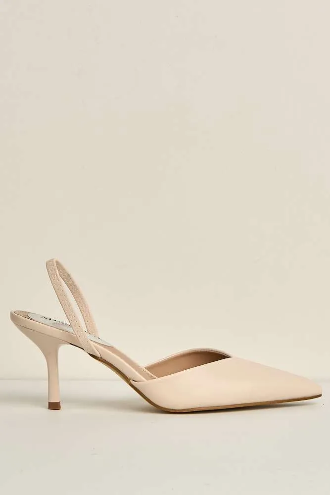 Liana Pointed Toe Slingback Court Shoes in Beige