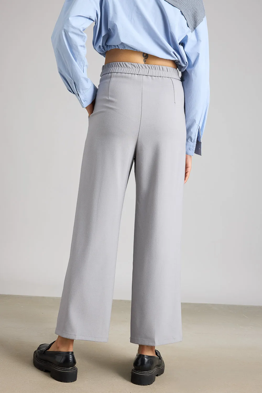 Light Grey Pleated Formal Korean Pants