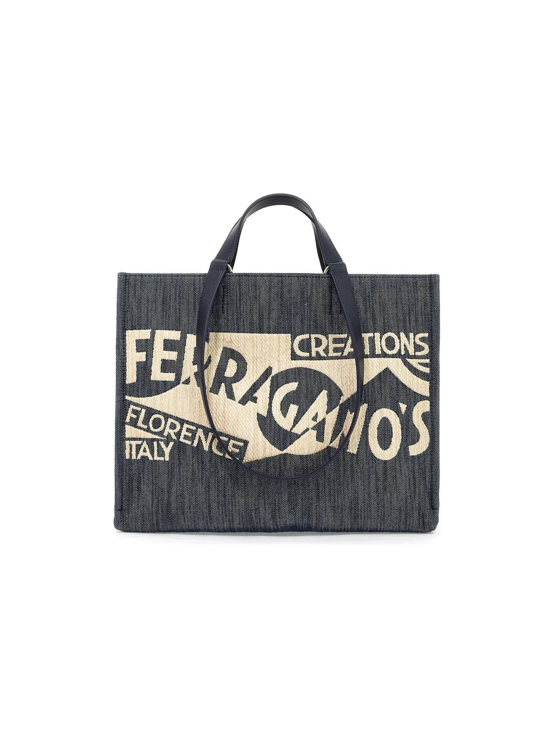 Logo Printed Denim Tote