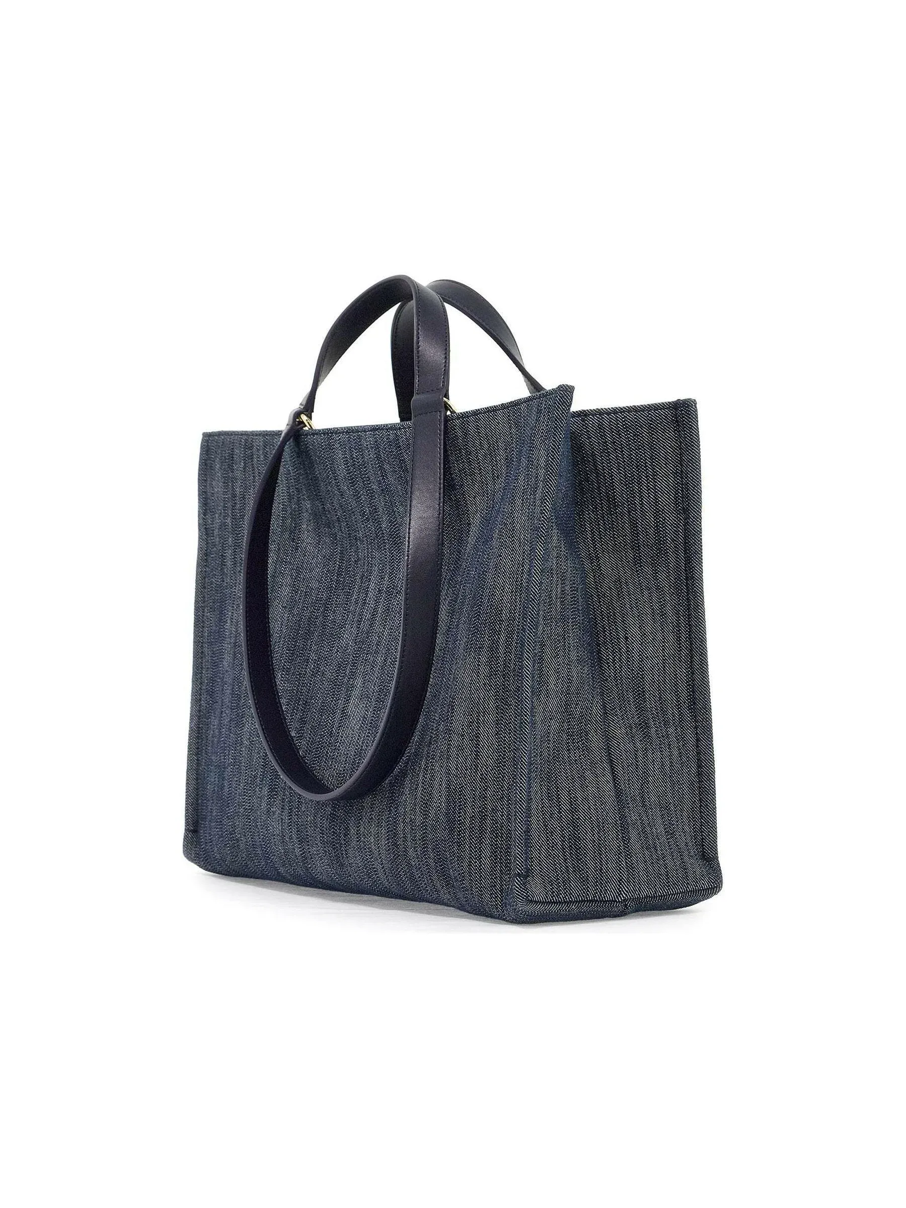 Logo Printed Denim Tote