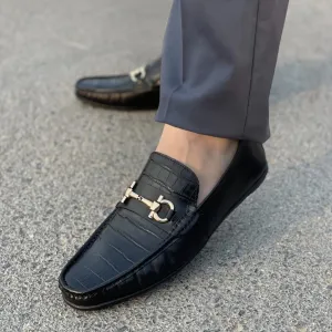 LS Pure Leather Handmade Horsebit Loafer-856 Black